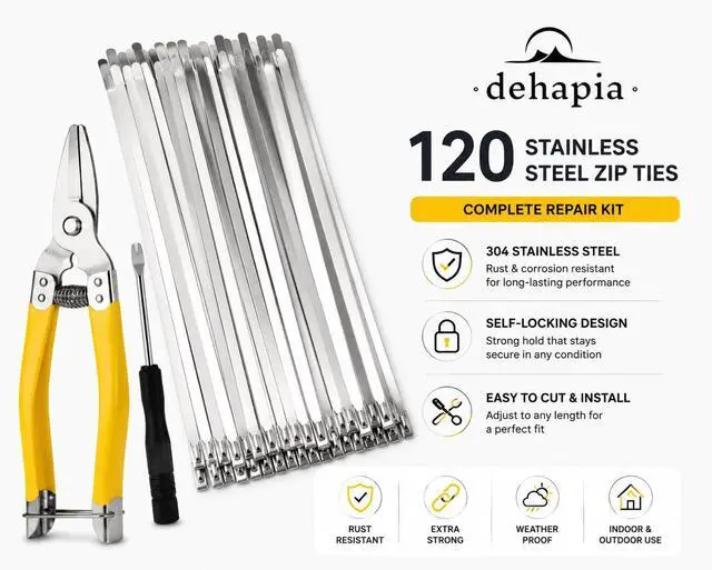 Alt view image 2 of 6 - Stainless Steel Zip Ties 120 PCS Metal Zip Ties Heavy Duty Outdoor