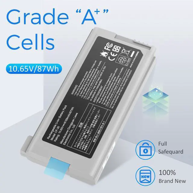 Alt view image 4 of 7 - 9-Cell CF-30 CF-VZSU46 CF-VZSU46U 87WH Laptop Battery for Panasonic Toughbook CF-30 CF-31 CF-53, Part Number CF-VZSU1430U CF-VZSU46S CF-VZSU46R CF-VZSU46AU CF-VZSU71U CF-VZSU72U