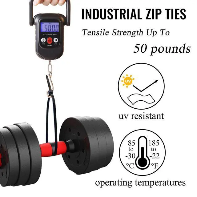 Alt view image 2 of 7 - Zip Ties 12 inch 1000 Pack Black, 50 lbs Tensile Strength, Self-Locking Nylon Cable Ties, UV Resistant Plastic Wire Ties for Indoor and Outdoor Use by