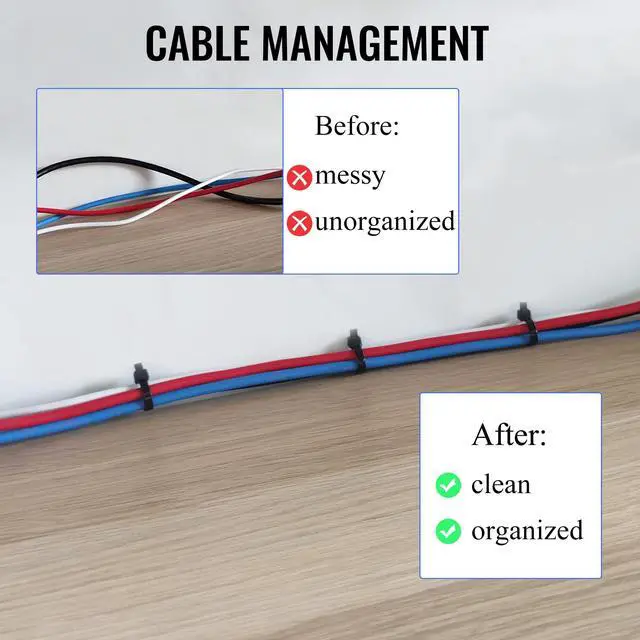 Alt view image 4 of 7 - Zip Ties 12 inch 1000 Pack Black, 50 lbs Tensile Strength, Self-Locking Nylon Cable Ties, UV Resistant Plastic Wire Ties for Indoor and Outdoor Use by