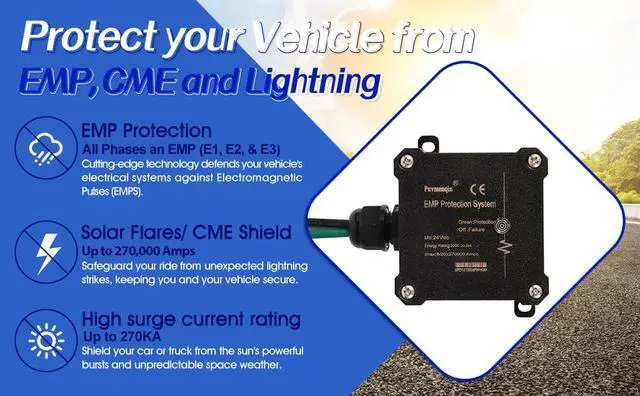 Alt view image 2 of 6 - EMP Protection for Vehicle Lightning, Solar Flare, and Surge Protection,12V DC