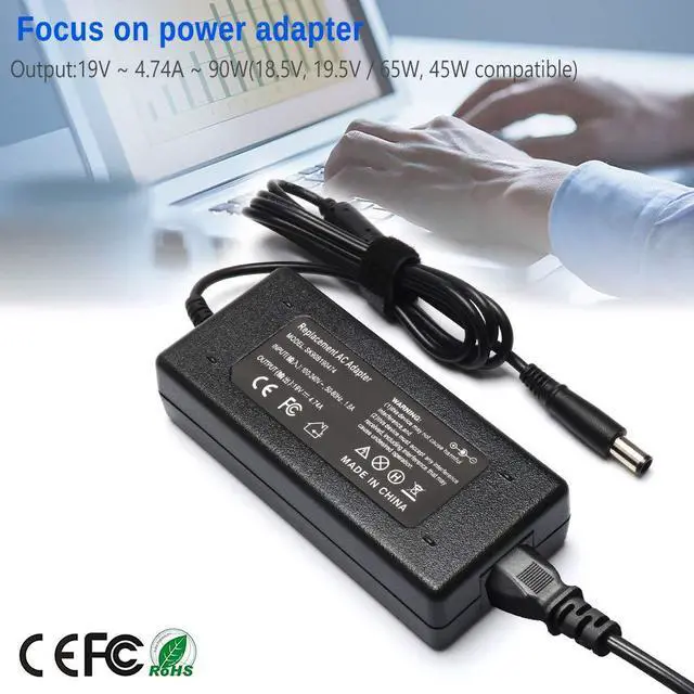 Alt view image 3 of 7 - 90W AC Adapter Laptop Charger Compatible with HP Elitebook | 8440p 8460p 2540p 2560p 8560p 8540w 8470p 2570p 8540p 2760p 8530w Pavilion G4 G6 G7 M6 DM4 DV4 DV5 DV6 DV7 G60 G61 G72