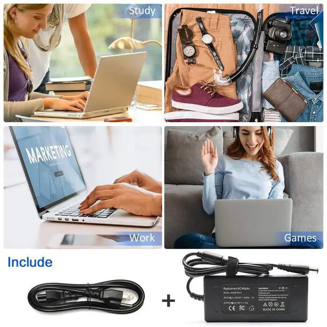 Alt view image 7 of 7 - 90W AC Adapter Laptop Charger Compatible with HP Elitebook | 8440p 8460p 2540p 2560p 8560p 8540w 8470p 2570p 8540p 2760p 8530w Pavilion G4 G6 G7 M6 DM4 DV4 DV5 DV6 DV7 G60 G61 G72
