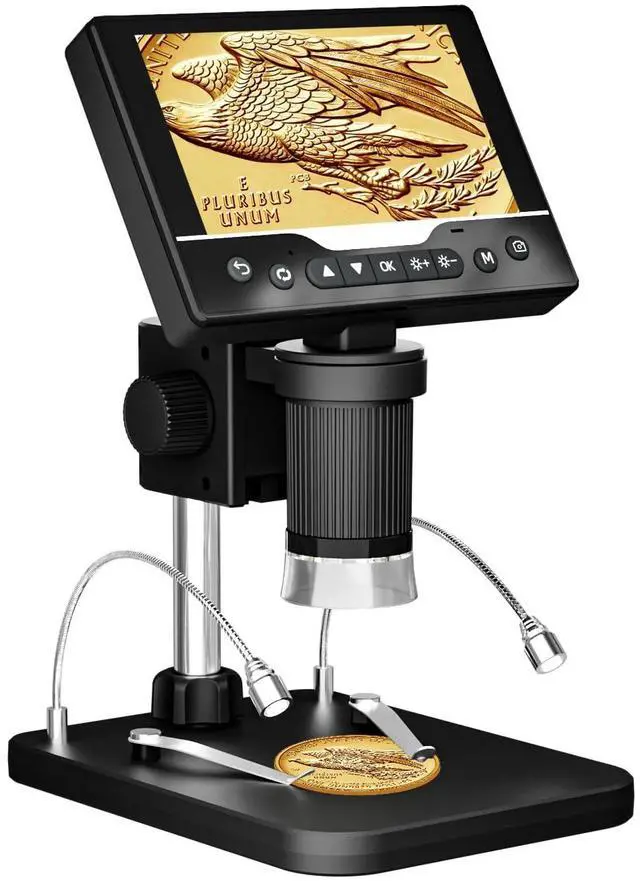 Main image of Digital Microscope 1000X, 5" HD Display,CoinJewelry Magnifier | Adjustable LED Light, 3Hrs Working Time,12MP Photo Video, Support 4TB TF Card USB PC View and Transfer for Collectors