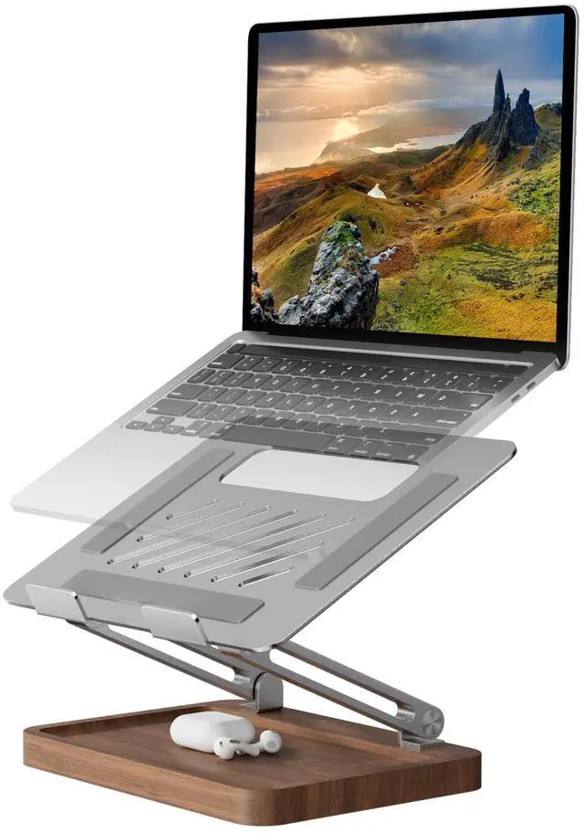Main image of Laptop Stand for Desk, Laptop Riser with Walnut Storage Base | Adjustable Laptop Stand, Ergonomic Wooden Laptop Ventilated Stand for 10 to 17.3 Inches Notebook PC Computer