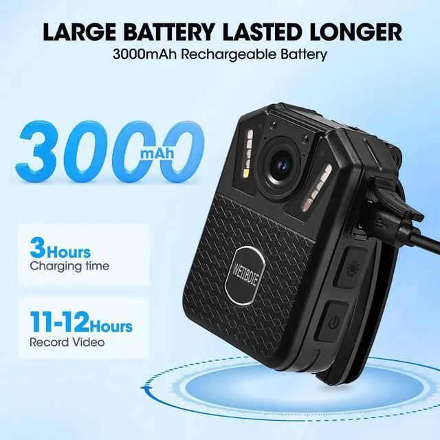 Alt view image 4 of 7 - Body Cameras with Audio and Video Recording,1080P,128G Memory,Night Vision,3000mah Battery Last 11-12 Hrs, Wearable Body Cam for Law Enforcement, Security Guard,Civilian,Personal Use