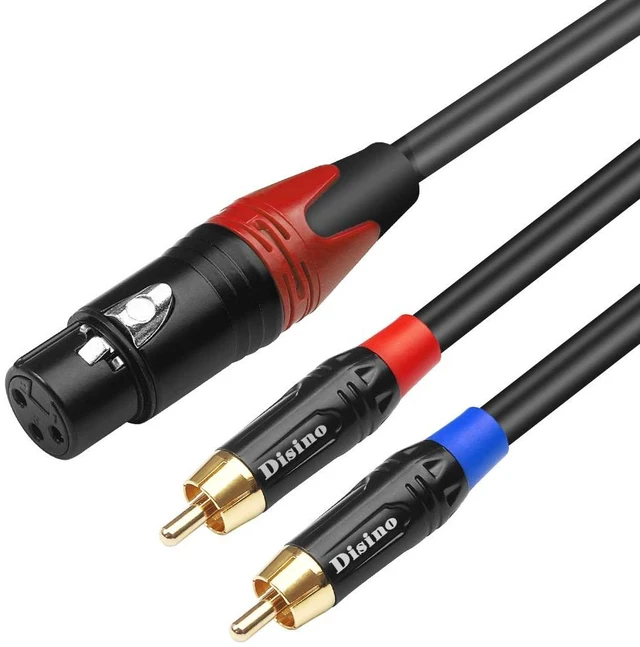 Main image of Female XLR to Dual RCA Y Splitter Patch Cable,Unbalanced XLR Female to 2 RCA/Phono Plug Stereo Audio Interconnect Duplicator Lead - 6.6 Feet