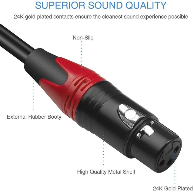 Alt view image 2 of 7 - Female XLR to Dual RCA Y Splitter Patch Cable,Unbalanced XLR Female to 2 RCA/Phono Plug Stereo Audio Interconnect Duplicator Lead - 6.6 Feet