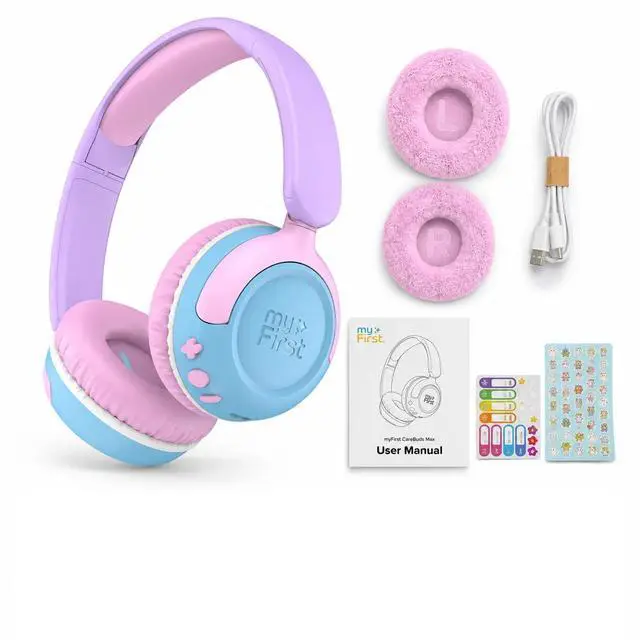 Main image of CareBuds Max Kids Headphones, Wireless & Wired Bluetooth Headphones for Kids with Mic, 85/94dB Volume Limit, 52H Playtime, Fast Charge, Dual Audio Sharing, on Ear Toddler Headphones
