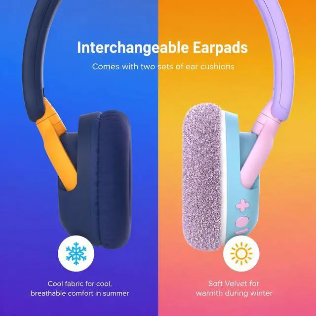Alt view image 3 of 7 - CareBuds Max Kids Headphones, Wireless & Wired Bluetooth Headphones for Kids with Mic, 85/94dB Volume Limit, 52H Playtime, Fast Charge, Dual Audio Sharing, on Ear Toddler Headphones