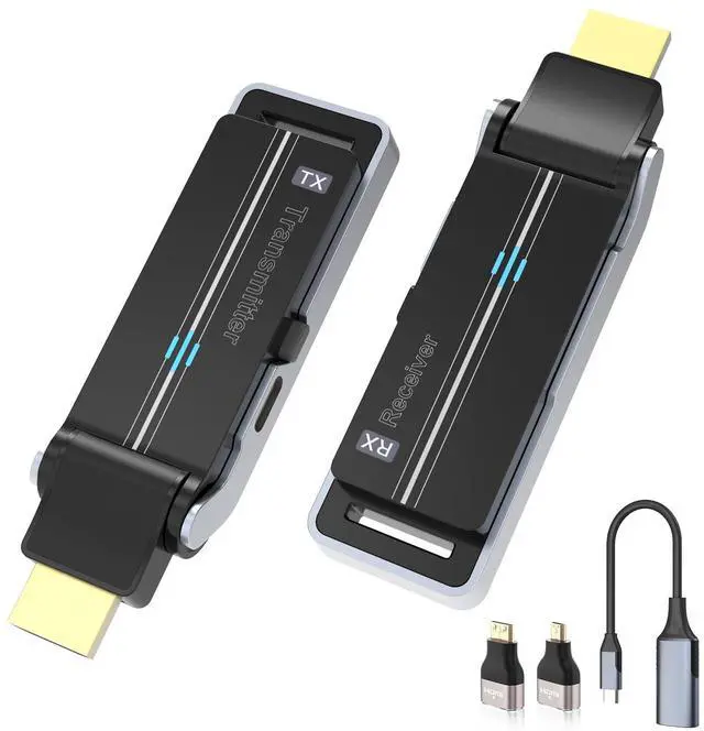 Main image of Wireless HDMI Transmitter & Receiver Kit with Heat Dissipation, 90° Bendable Interface, Dual-Band 2.4G/5G - Stream Video & Audio from Laptops/TV Boxes/Projectors to Monitors (Equip USB-C to HDMI)
