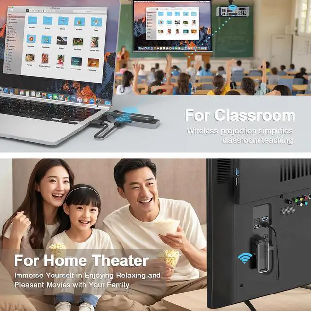 Alt view image 7 of 7 - Wireless HDMI Transmitter & Receiver Kit with Heat Dissipation, 90° Bendable Interface, Dual-Band 2.4G/5G - Stream Video & Audio from Laptops/TV Boxes/Projectors to Monitors (Equip USB-C to HDMI)