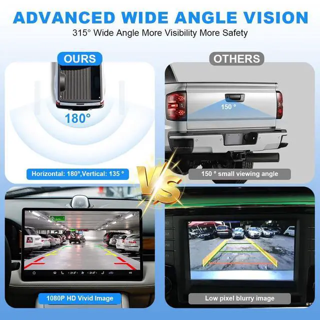 Alt view image 5 of 7 - Rear Tailgate Handle Backup Camera Compatible with 2007-2013 Chevy Silverado/GMC Sierra 1500 2500HD 3500HD Tailgate Reversing View Park Assist Camera Replaces 22755304 180°Wide Angle