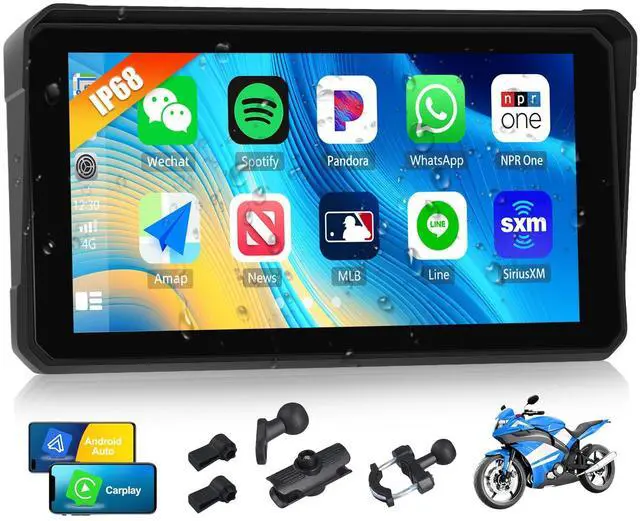 Main image of Wireless Motorcycle CarPlay Android Auto 6 Inch Car Play Moto Support TPMS Bluetooth IP68 Waterproof for Motorbike GPS Navigation,Siri,Google Assistant