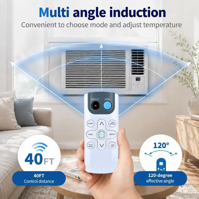 Alt view image 5 of 7 - GYKQ-71E Window Air Conditioner Remote Control for Black+Decker/Della/Amana/TCL/Della/Crosley/Acekool/Emerson/ROVSUN/GarveeHome/Magshion/Acekool/Adoolla/ACONEE/GAOMON/Comfort Zone/Honeywell/Mollie