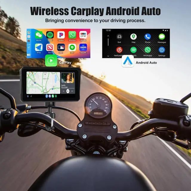 Alt view image 3 of 7 - Wireless Motorcycle CarPlay Android Auto 6 Inch Car Play Moto Support TPMS Bluetooth IP68 Waterproof for Motorbike GPS Navigation,Siri,Google Assistant
