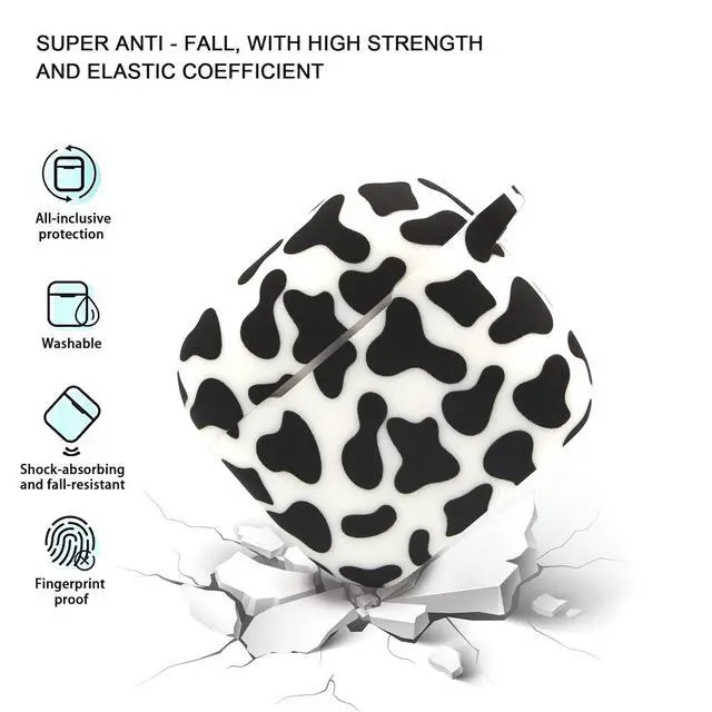 Alt view image 2 of 7 - Case Compatible with AirPods 4 Case,Soft Silicone Cover with Bracelet Lanyard and Keychain, Cute Wireless Charging Protective Case for Apple AirPods 4th for Women and Men (Cow)