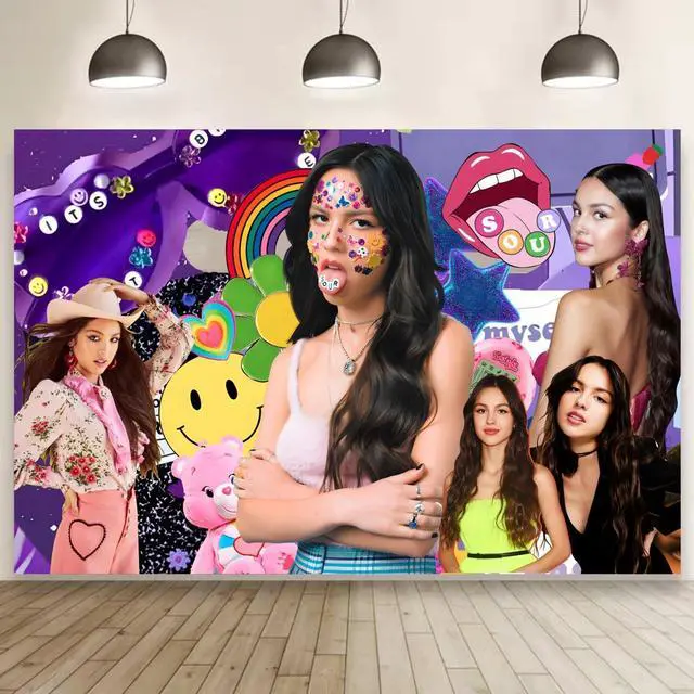 Main image of Wall Decor Backdrop for Olivia Singer Decorations, Olivia Singer Banner for Birthday Party Supplies (5x3ft)