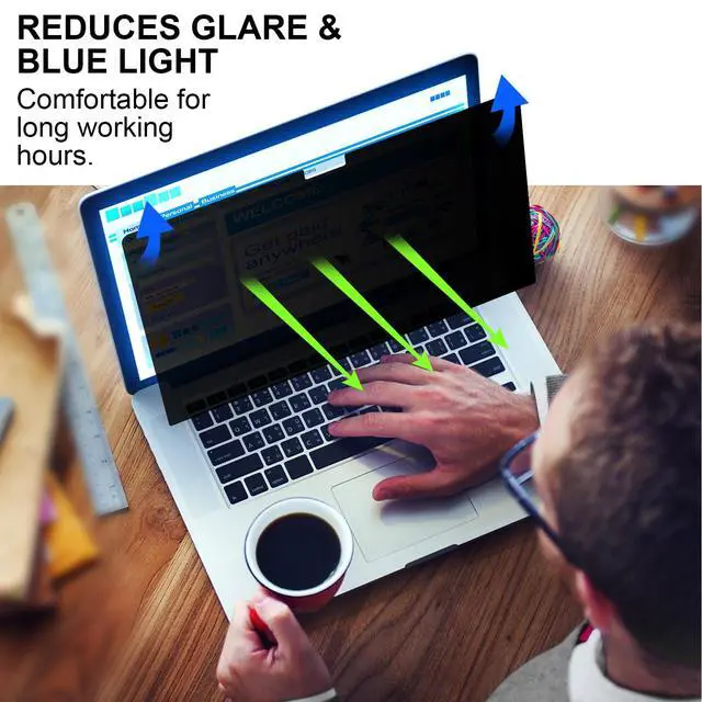 Alt view image 2 of 7 - Privacy Screen for Macbook Air 13.6/13 Inch (2022-2026, M2, M3, M4, M5), Removable Matte Anti Glare Blue Light Protector Private Security Filter for 13.6 inch Mac Laptop Computer