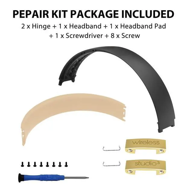 Alt view image 6 of 7 - Studio3 Headband & Hinge & Cushion for Beats Studio 3 Headphone,Gray Gold | Durable Replacement Headband,Studio 3 Parts Accessories Repair Kit Set,As Same As The OEM
