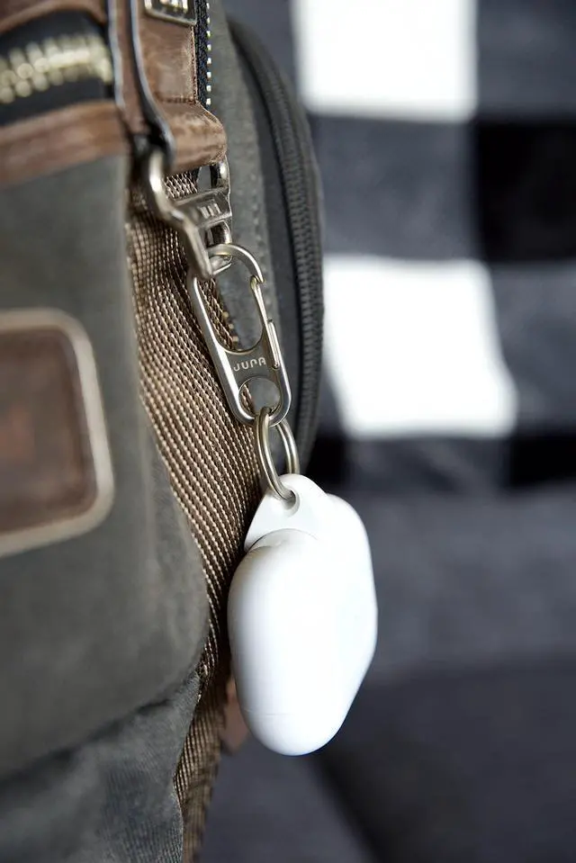 Alt view image 6 of 7 - Anchor for AirPods, Silver & Gray Carabiner Clip, Keychain & Lanyard | The only patented AirPods carry solution that attaches through the charging port. Both Lightning and USB-C Anchors included