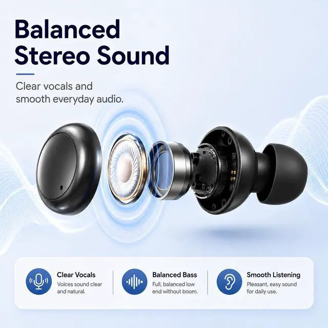 Alt view image 5 of 7 - Invisible Sleep Earbuds for Side Sleepers, Mini Bluetooth Headphones, Black | Ultra-small wireless Earphones with LED power display and a noise-blocking for Sports, travel, work,side sleeping