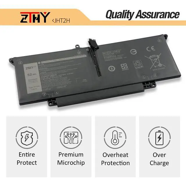 Alt view image 5 of 7 - 52Wh JHT2H Laptop Battery Replacement for Dell Latitude 7310 7410 | Latitude 7410 Chromebook Enterprise P33S P33S001 P34S P34S001 35J09 0WY9MP 04V5X2 HRGYV 0HRGYV 4V5X2 09YYF 7.6V 6500mAh 4Cell