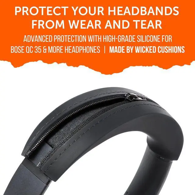 Alt view image 4 of 7 - BandZ QC - Silicone Headband Cover for Bose QuietComfort 35, 35ii, 45, QC 2023 & More, Made by Wicked Cushions | Enhanced Style, and Sweat Protection | Black