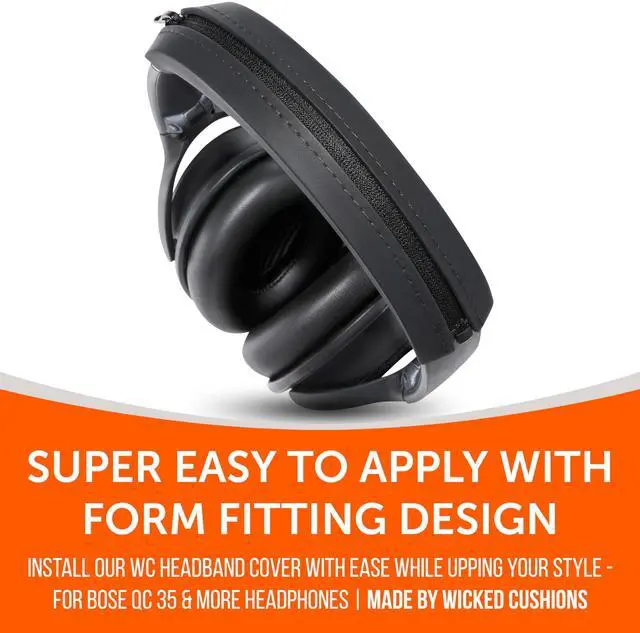 Alt view image 6 of 7 - BandZ QC - Silicone Headband Cover for Bose QuietComfort 35, 35ii, 45, QC 2023 & More, Made by Wicked Cushions | Enhanced Style, and Sweat Protection | Black