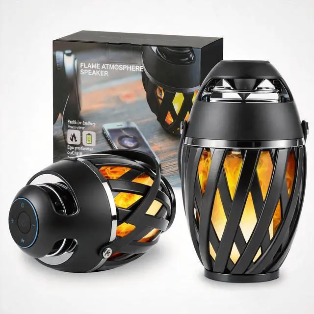 Main image of 2 Pack Outdoor Bluetooth Speakers Waterproof Wireless, Birthday Gifts for Men Dad, LED Flame Ambient Light, Camping Patio Accessories, Unique Gifts for Him Husband Boyfriend Dad Gifts