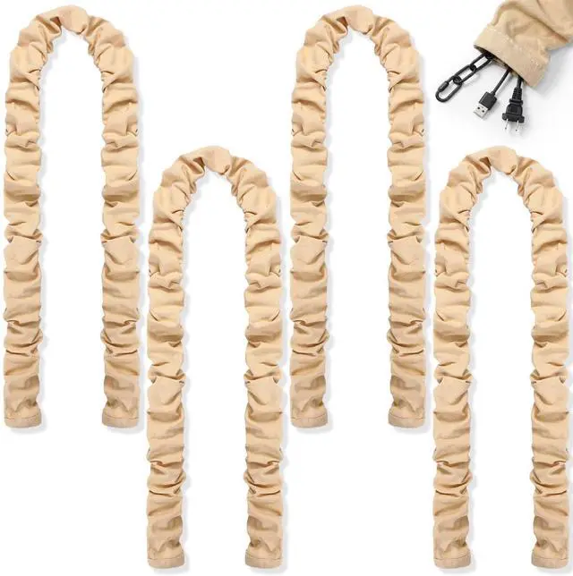 Main image of 4 Pcs 6 ft Fabric Cord Cover Decorative Cord Cover Burlap Cable Chain Sleeve for Chandelier Lamps Lighting Wires Cable Management