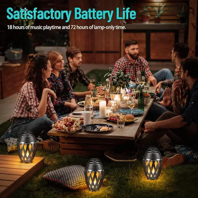 Alt view image 3 of 7 - 2 Pack Outdoor Bluetooth Speakers Waterproof Wireless, Birthday Gifts for Men Dad, LED Flame Ambient Light, Camping Patio Accessories, Unique Gifts for Him Husband Boyfriend Dad Gifts