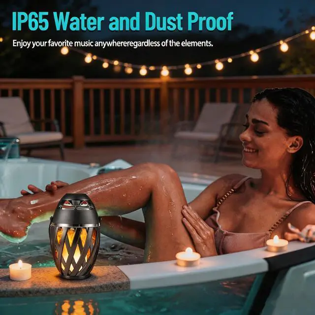 Alt view image 5 of 7 - 2 Pack Outdoor Bluetooth Speakers Waterproof Wireless, Birthday Gifts for Men Dad, LED Flame Ambient Light, Camping Patio Accessories, Unique Gifts for Him Husband Boyfriend Dad Gifts