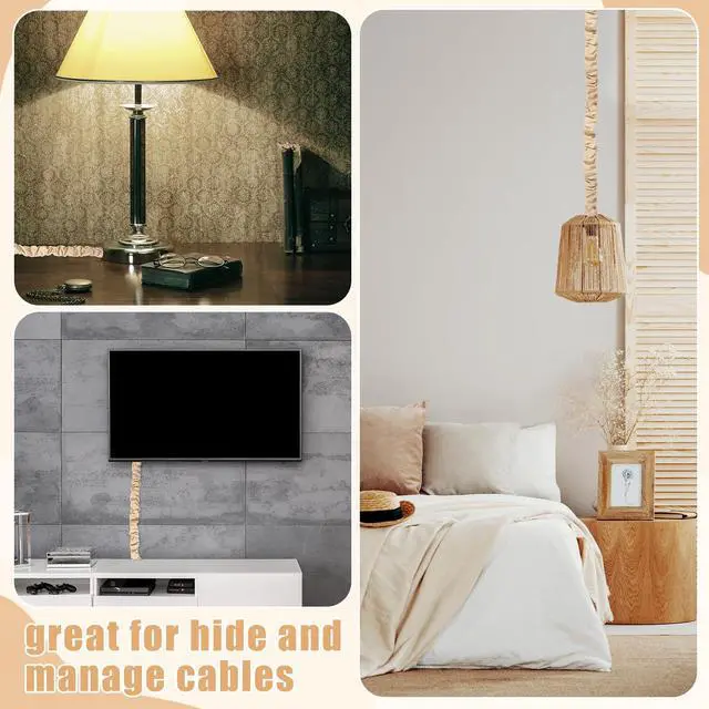 Alt view image 4 of 7 - 4 Pcs 6 ft Fabric Cord Cover Decorative Cord Cover Burlap Cable Chain Sleeve for Chandelier Lamps Lighting Wires Cable Management