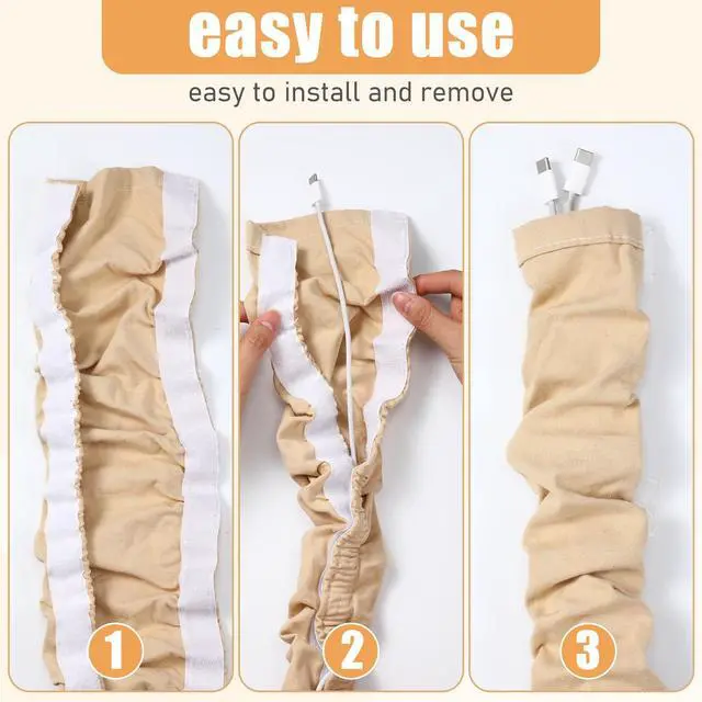 Alt view image 6 of 7 - 4 Pcs 6 ft Fabric Cord Cover Decorative Cord Cover Burlap Cable Chain Sleeve for Chandelier Lamps Lighting Wires Cable Management