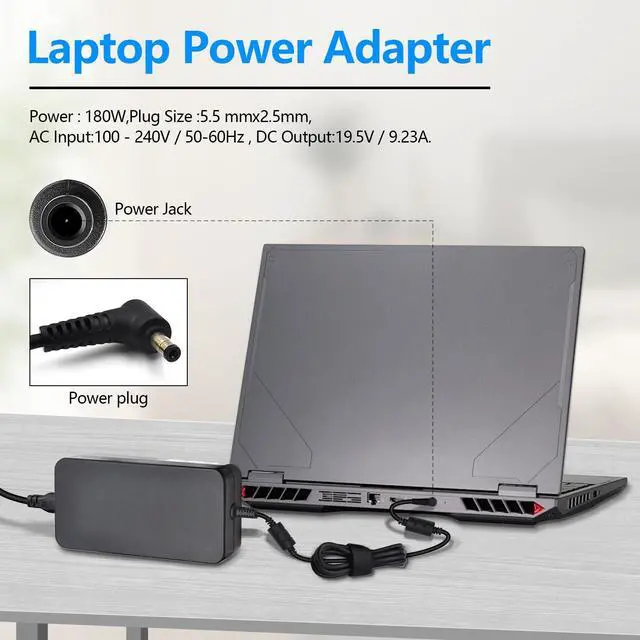 Alt view image 6 of 7 - 180W 19.5V 9.23A AC Laptop Charger Fit for MSI Gaming Laptop GS73VR GS63VR | Compatible with MSI Gaming Laptop GS43VR GS60 GS63 GS65 GS70 GE60 GE62 GE72 GT60 GT70 with Power Cord - Certified UL