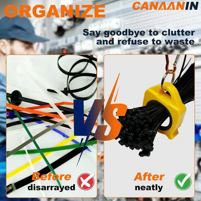 Alt view image 3 of 7 - Zip Tie Holder Cable Tie Holder Upgraded Portable Safe Efficient Organizer for Electrician Tool Tradie Bits Zipties Reusable Heavy-Duty 8 Pack (Colorful)