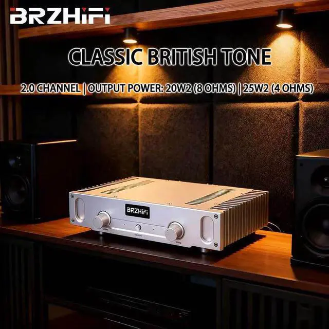 Alt view image 3 of 7 - A1S Pure Class A Power Amplifier 20W×2 2.0 Channel Stereo Amp | Reference classic circuit | Compatible with desktop and bookshelf speakers | Color: Silver