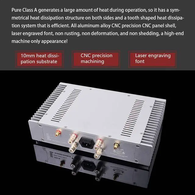 Alt view image 5 of 7 - A1S Pure Class A Power Amplifier 20W×2 2.0 Channel Stereo Amp | Reference classic circuit | Compatible with desktop and bookshelf speakers | Color: Silver