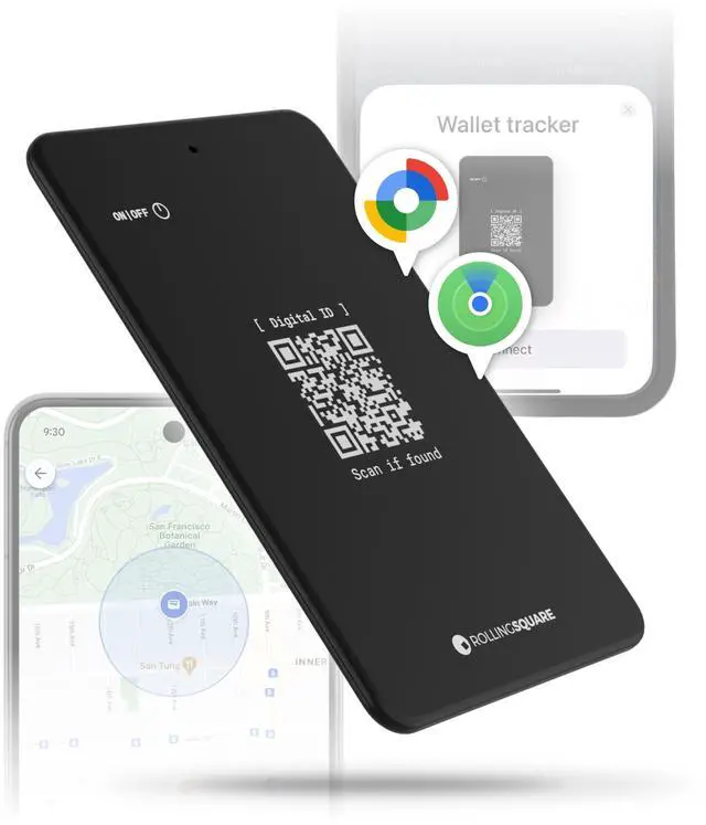 Main image of AirCard Dual - Bluetooth Wallet Tracker - Compatibile with Both Apple iOS Find My and Google Android Find Hub Wireless Charging, Anti-Loss Card Smart Locator, Black