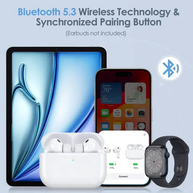 Alt view image 7 of 7 - Replacement Wireless Charging Case Compatible with AirPods Pro 3 USB-C | 450mAh Wireless Charger Case with Bluetooth Pairing Sync Button, 15-Min Fast Charging, USB-C & Wireless Charging, No Earbuds