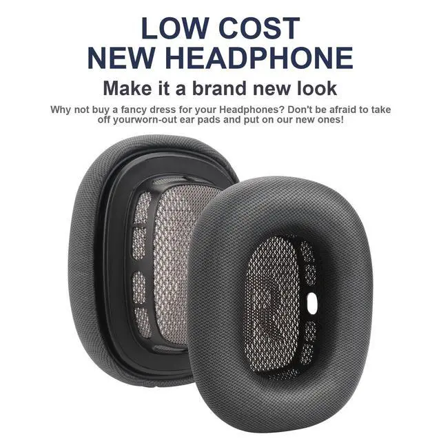 Alt view image 3 of 7 - Replacement Ear Cushions for AirPods Max Headphones AirPod Max Ear Cushions Ear Pads Covers Comfort Protein Leather Noise Isolation Memory Foam Earpads (Gray)