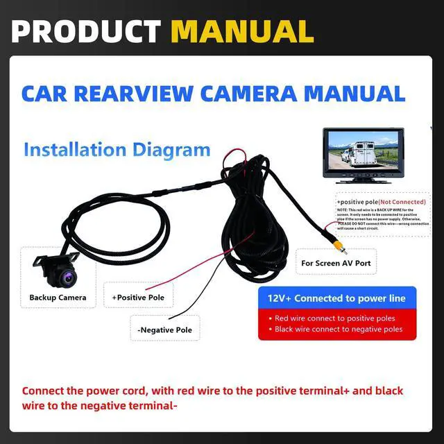 Alt view image 6 of 7 - Tailgate Handle Backup Camera Compatible with 2002-2008 Dodge Ram | for Ram 1500 2500 3500 Back up Rear View Reverse Camera Night Vision w/Extension Harness (RCA Connector)