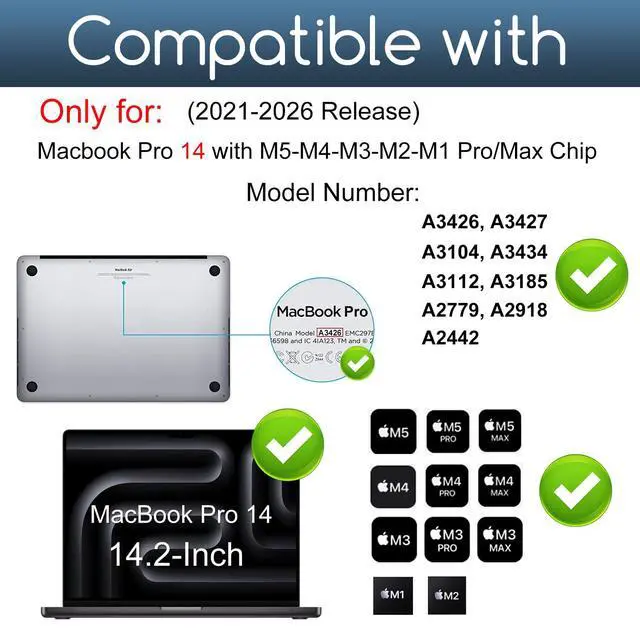 Alt view image 2 of 7 - 2-Pack MacBook Pro 14 Tempered Glass Screen Protector for MacBook Pro 14 Inch (M5, M4, M3, M2, M1 Pro/Max Chip, 2026-2021), Ultra Clear Tempered Glass - 9H Hardness Scratch Resistant