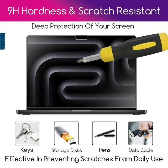 Alt view image 6 of 7 - 2-Pack MacBook Pro 14 Tempered Glass Screen Protector for MacBook Pro 14 Inch (M5, M4, M3, M2, M1 Pro/Max Chip, 2026-2021), Ultra Clear Tempered Glass - 9H Hardness Scratch Resistant