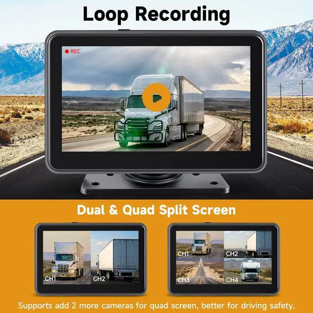 Alt view image 5 of 7 - 7'' HD1080P Wired Backup Camera System with Touch Screen Monitor, 2 Wired Rear View Cameras, Colorful Night Vision& IP68 Rated &10G Vibration, Backup Camera for Trucks/RVs/Trailers/Skid Steer