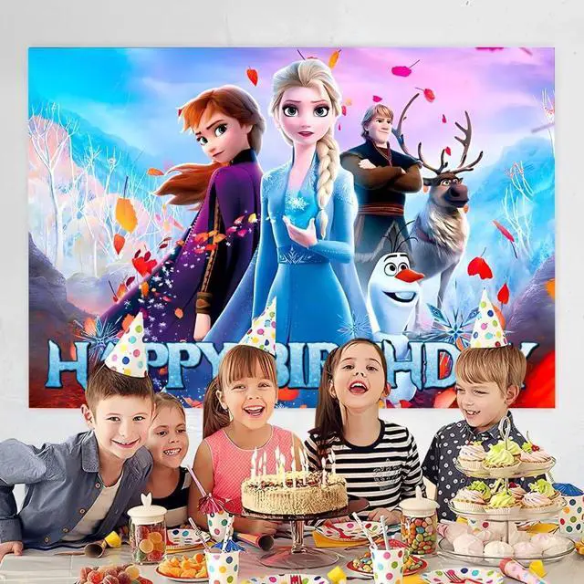 Alt view image 2 of 3 - Wall Decor Backdrop for Frozen Birthday Decorations, Frozen Birthday Banner for Kids Party Supplies (5x3ft)