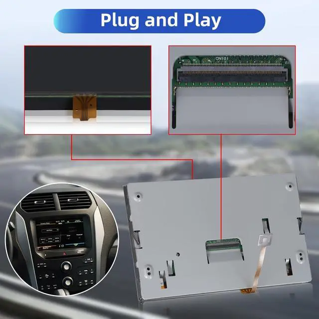 Alt view image 4 of 7 - DL3T-18B955-FA 8" LCD Touch Screen Display - Compatible with 2011-2016 Ford Explorer/F-150/F-250/Edge/Fusion/Expedition/Mustang - Sync 2 Navigation Screen Replacement
