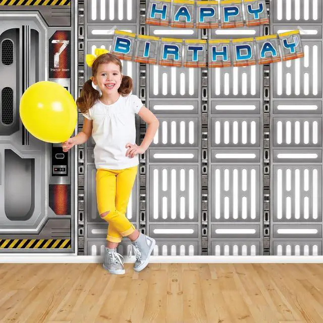 Alt view image 2 of 7 - Space Station Backdrop, Sci Fi Wall Decor, Outer Space, Alien, & Astronaut Party Decoration, Large Hanging Photo Background for Events, 4' x 30'