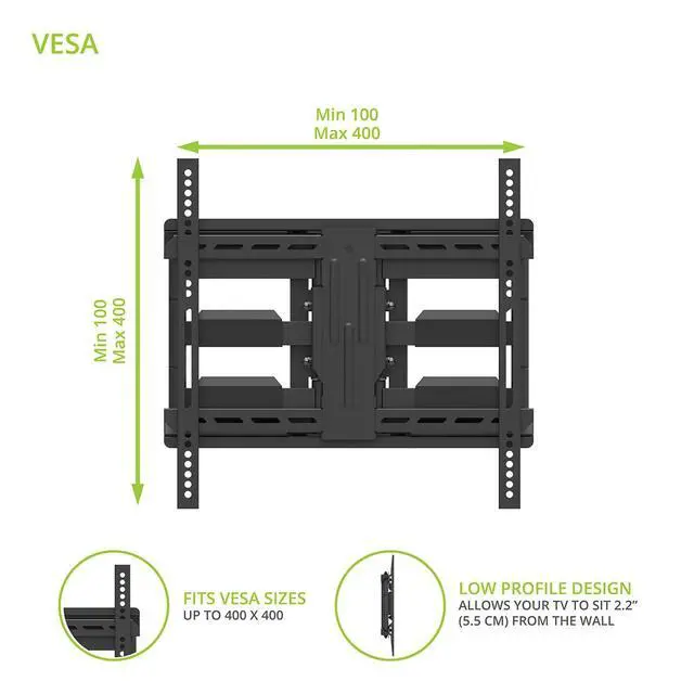 Alt view image 3 of 7 - LX600SW Full-Motion Steel Stud TV Mount with SNAPTOGGLE® Heavy-Duty Toggle Bolts for 34" to 65" TVs | for Metal Studs ONLY | Black